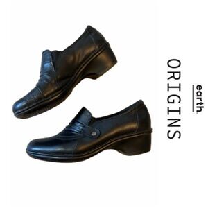 Earth Origins Black Genuine Leather Archer Loafers Sleek Slip-On Design Shoes